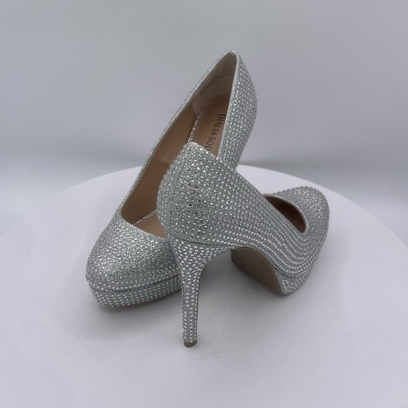 THALIA SODI EMBELLISHED CRISTA WOMENS PLATFORM PUMP SIZE 7 COLOR SILVER LUR NWT - Picture 8 of 11